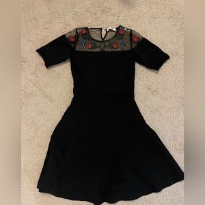 Sandro black knit dress with flowers